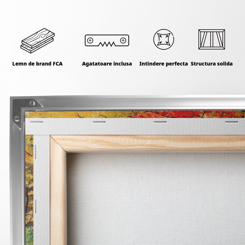 Tablou Canvas Premium LuxCanva® A1254, Drumul Din Padure, Decorativ, Living, Toamna, Copac, Frunze, Alee, Padure, Dormitor, Culori Vibrante