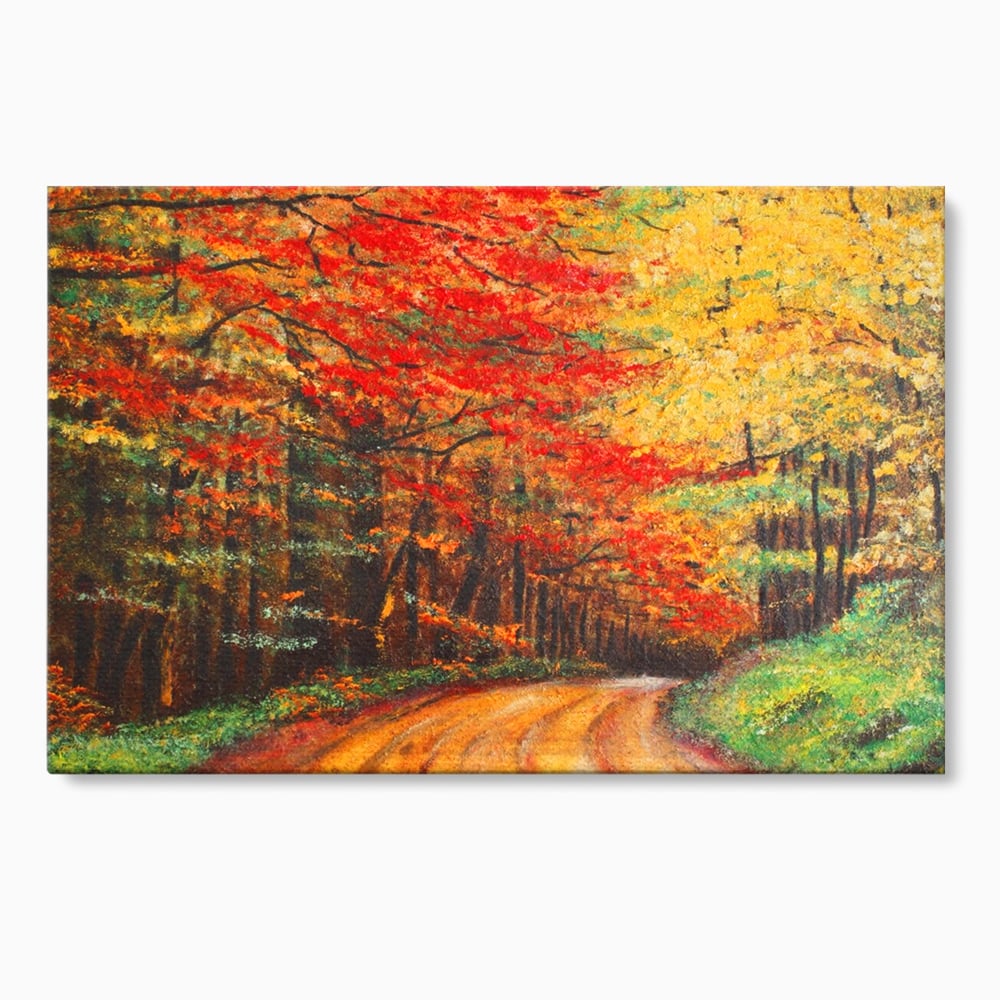 Tablou Canvas Premium LuxCanva® A1254, Drumul Din Padure, Decorativ, Living, Toamna, Copac, Frunze, Alee, Padure, Dormitor, Culori Vibrante