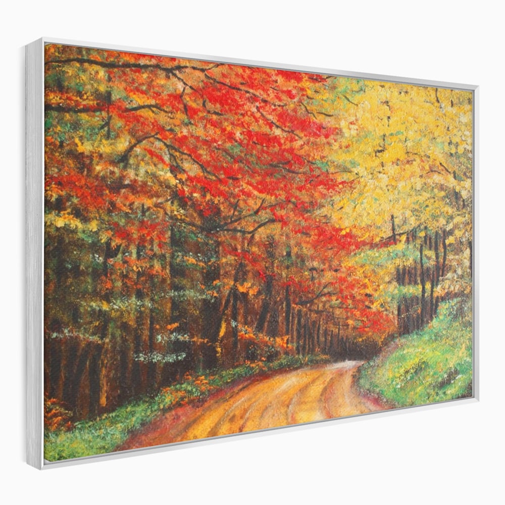 Tablou Canvas Premium LuxCanva® A1254, Drumul Din Padure, Decorativ, Living, Toamna, Copac, Frunze, Alee, Padure, Dormitor, Culori Vibrante
