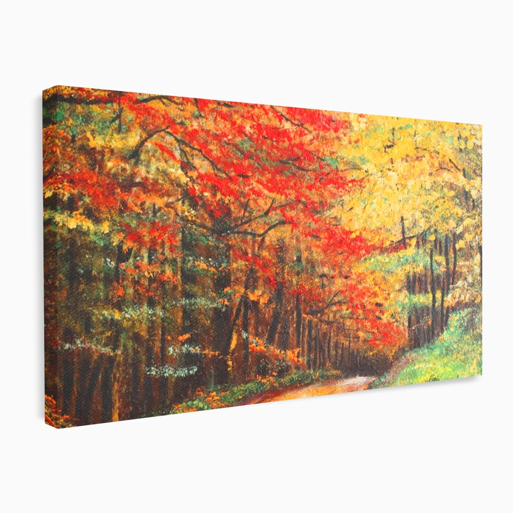 Tablou Canvas Premium LuxCanva® A1254, Drumul Din Padure, Decorativ, Living, Toamna, Copac, Frunze, Alee, Padure, Dormitor, Culori Vibrante