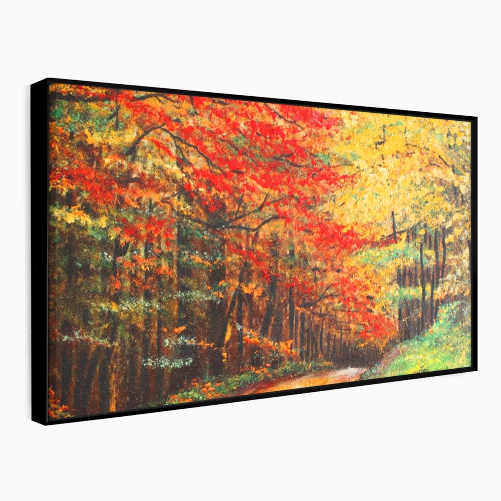 Tablou Canvas Premium LuxCanva® A1254, Drumul Din Padure, Decorativ, Living, Toamna, Copac, Frunze, Alee, Padure, Dormitor, Culori Vibrante
