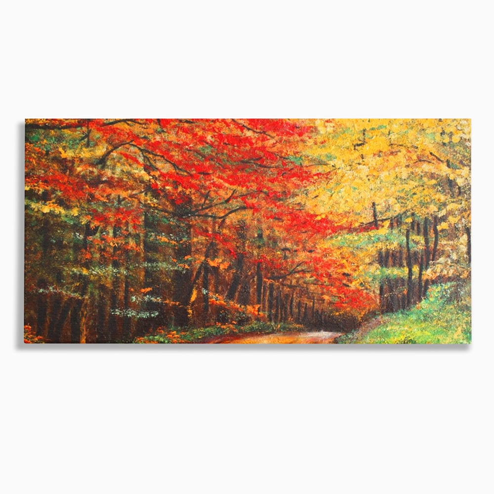 Tablou Canvas Premium LuxCanva® A1254, Drumul Din Padure, Decorativ, Living, Toamna, Copac, Frunze, Alee, Padure, Dormitor, Culori Vibrante