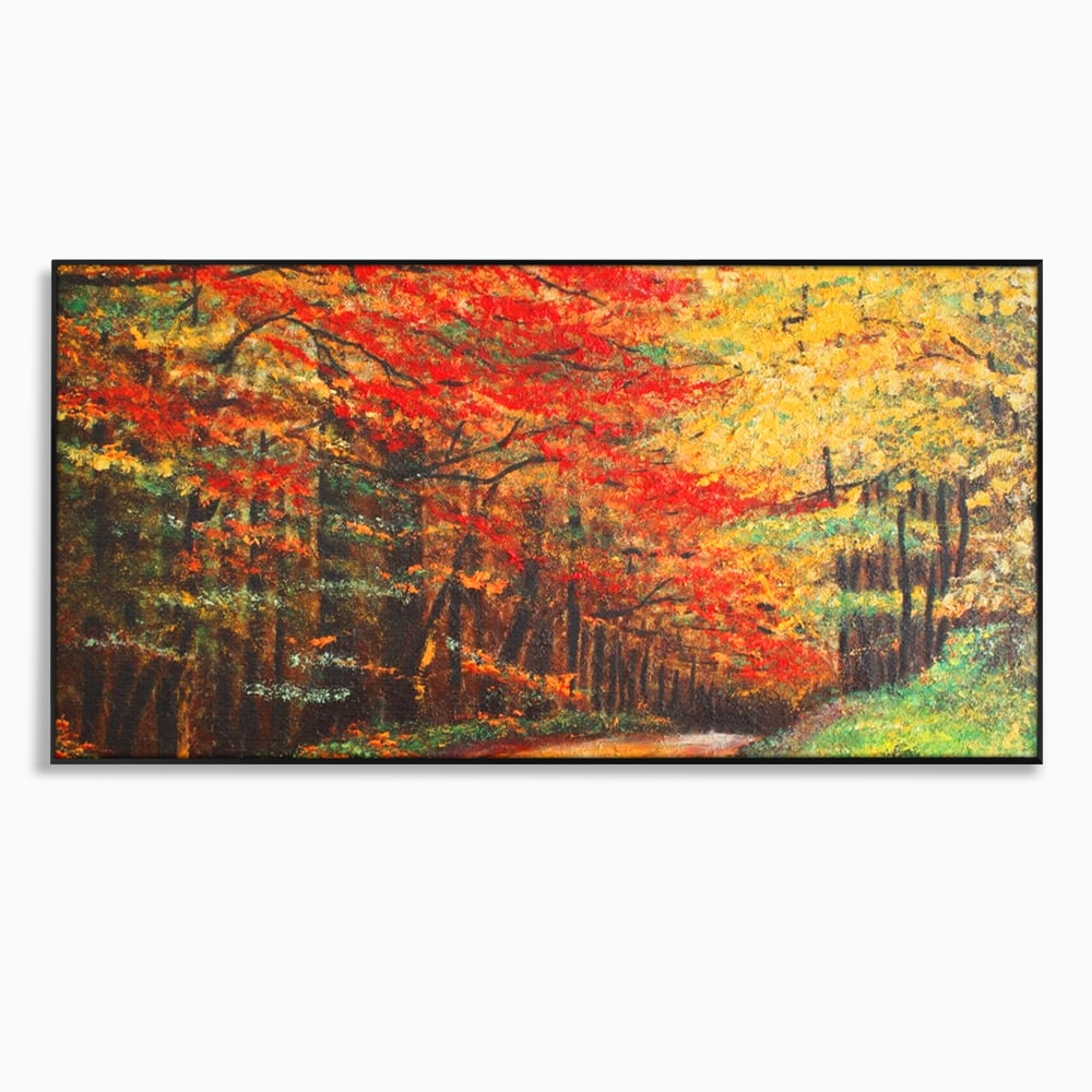 Tablou Canvas Premium LuxCanva® A1254, Drumul Din Padure, Decorativ, Living, Toamna, Copac, Frunze, Alee, Padure, Dormitor, Culori Vibrante