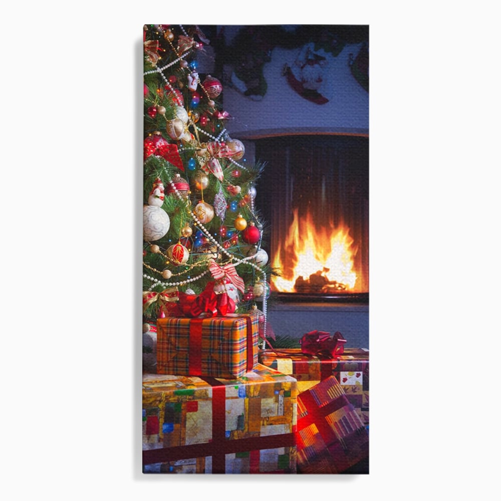 Tablou Canvas Premium LuxCanva® A1256, Bradul De Craciun, Decorativ, Living, Cadouri, Brad, Semineu, Dormitor, Culori Vibrante