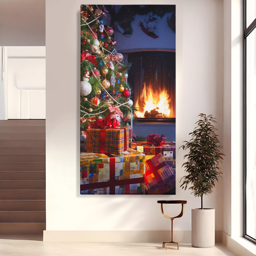 Tablou Canvas Premium LuxCanva® A1256, Bradul De Craciun, Decorativ, Living, Cadouri, Brad, Semineu, Dormitor, Culori Vibrante