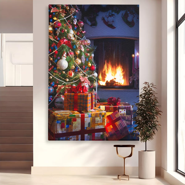 Tablou Canvas Premium LuxCanva® A1256, Bradul De Craciun, Decorativ, Living, Cadouri, Brad, Semineu, Dormitor, Culori Vibrante