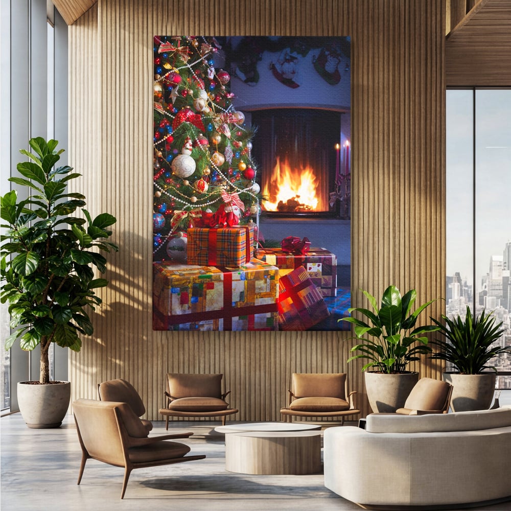 Tablou Canvas Premium LuxCanva® A1256, Bradul De Craciun, Decorativ, Living, Cadouri, Brad, Semineu, Dormitor, Culori Vibrante