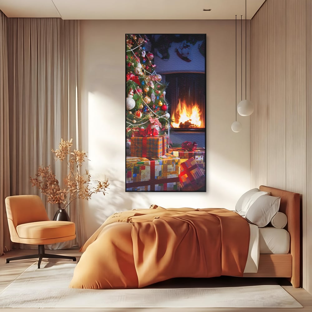 Tablou Canvas Premium LuxCanva® A1256, Bradul De Craciun, Decorativ, Living, Cadouri, Brad, Semineu, Dormitor, Culori Vibrante