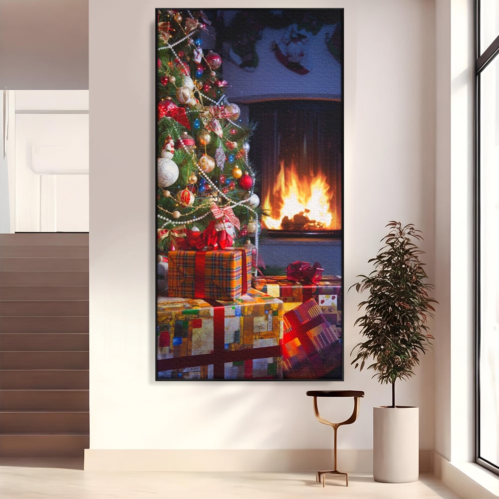 Tablou Canvas Premium LuxCanva® A1256, Bradul De Craciun, Decorativ, Living, Cadouri, Brad, Semineu, Dormitor, Culori Vibrante