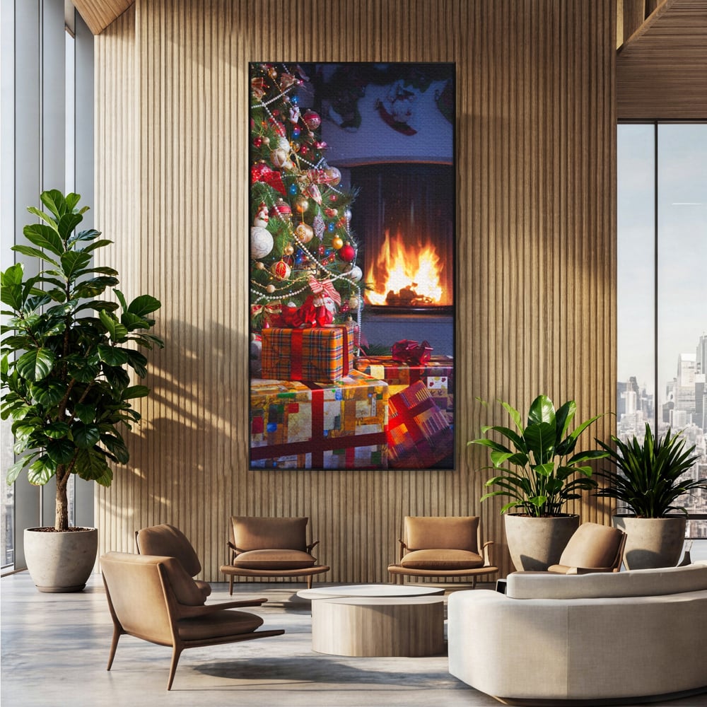 Tablou Canvas Premium LuxCanva® A1256, Bradul De Craciun, Decorativ, Living, Cadouri, Brad, Semineu, Dormitor, Culori Vibrante