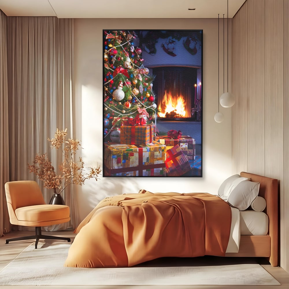 Tablou Canvas Premium LuxCanva® A1256, Bradul De Craciun, Decorativ, Living, Cadouri, Brad, Semineu, Dormitor, Culori Vibrante