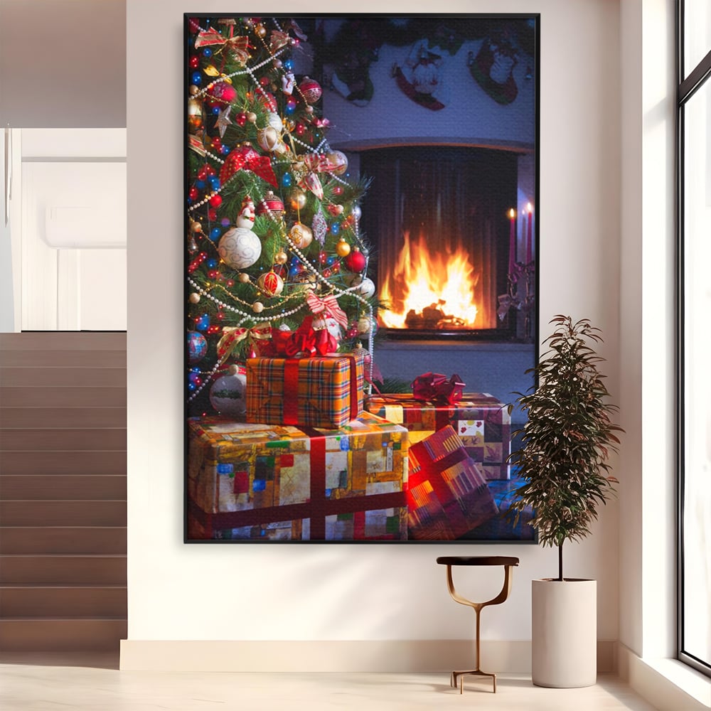 Tablou Canvas Premium LuxCanva® A1256, Bradul De Craciun, Decorativ, Living, Cadouri, Brad, Semineu, Dormitor, Culori Vibrante