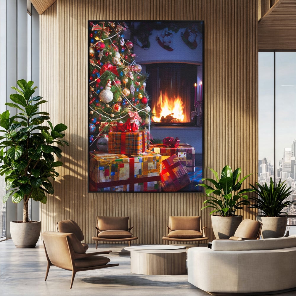 Tablou Canvas Premium LuxCanva® A1256, Bradul De Craciun, Decorativ, Living, Cadouri, Brad, Semineu, Dormitor, Culori Vibrante