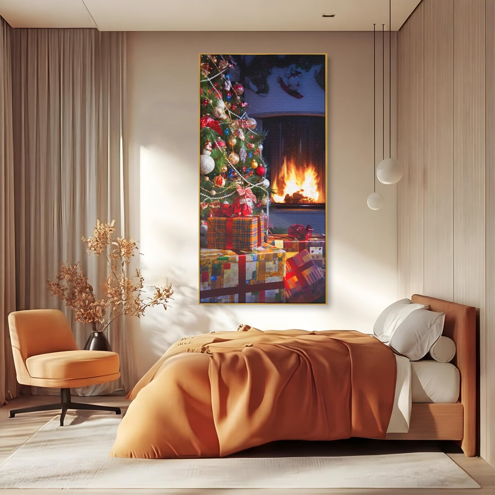 Tablou Canvas Premium LuxCanva® A1256, Bradul De Craciun, Decorativ, Living, Cadouri, Brad, Semineu, Dormitor, Culori Vibrante