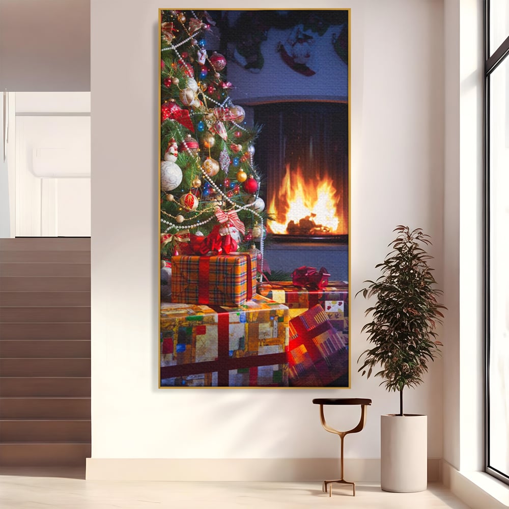 Tablou Canvas Premium LuxCanva® A1256, Bradul De Craciun, Decorativ, Living, Cadouri, Brad, Semineu, Dormitor, Culori Vibrante