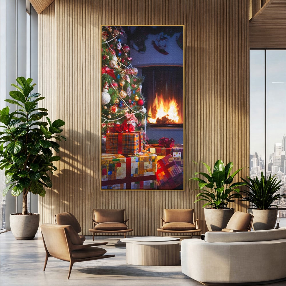 Tablou Canvas Premium LuxCanva® A1256, Bradul De Craciun, Decorativ, Living, Cadouri, Brad, Semineu, Dormitor, Culori Vibrante
