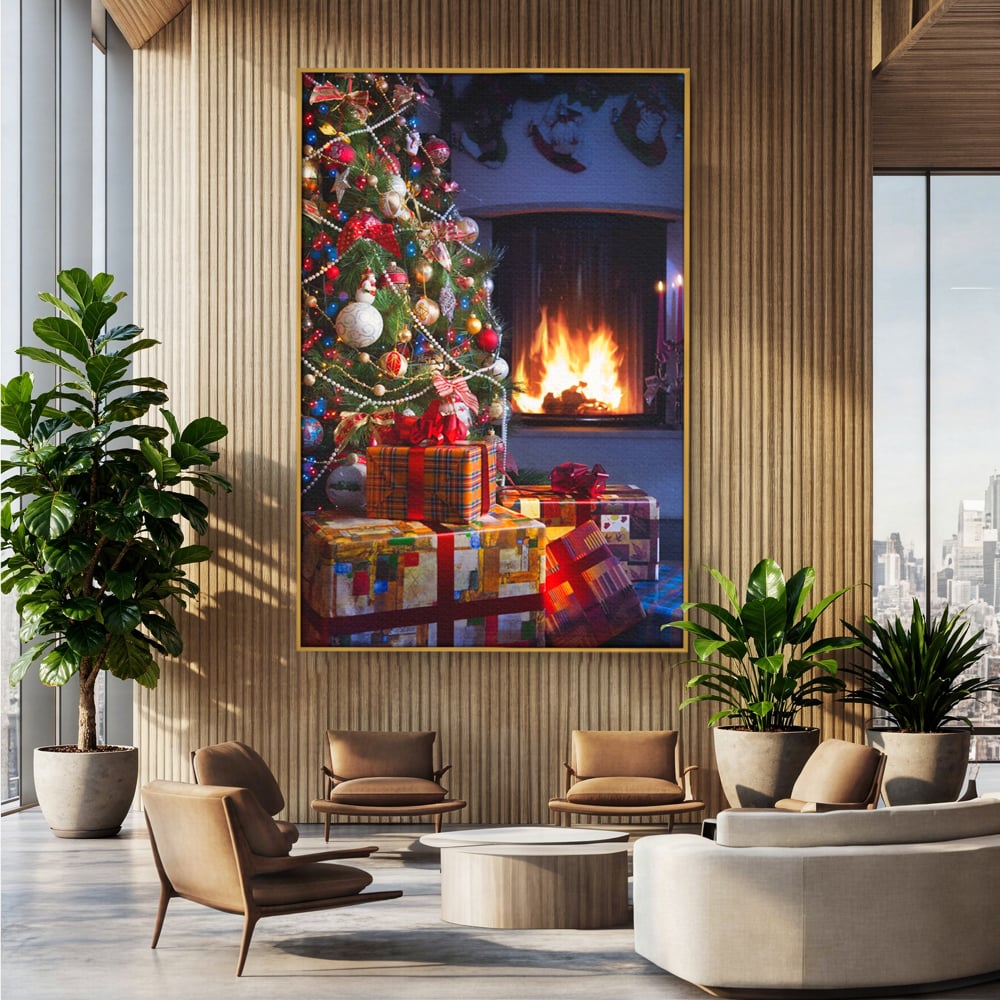 Tablou Canvas Premium LuxCanva® A1256, Bradul De Craciun, Decorativ, Living, Cadouri, Brad, Semineu, Dormitor, Culori Vibrante