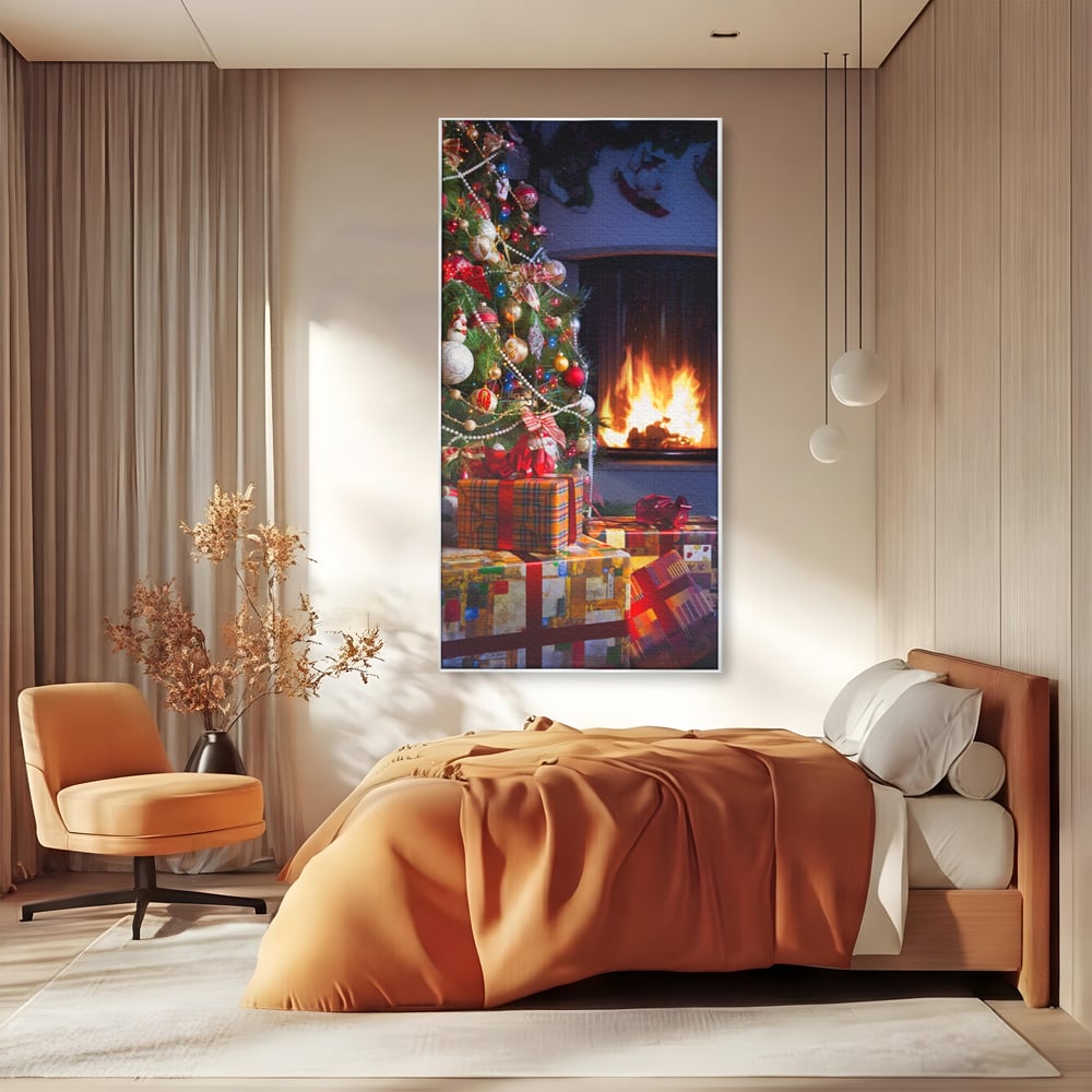 Tablou Canvas Premium LuxCanva® A1256, Bradul De Craciun, Decorativ, Living, Cadouri, Brad, Semineu, Dormitor, Culori Vibrante