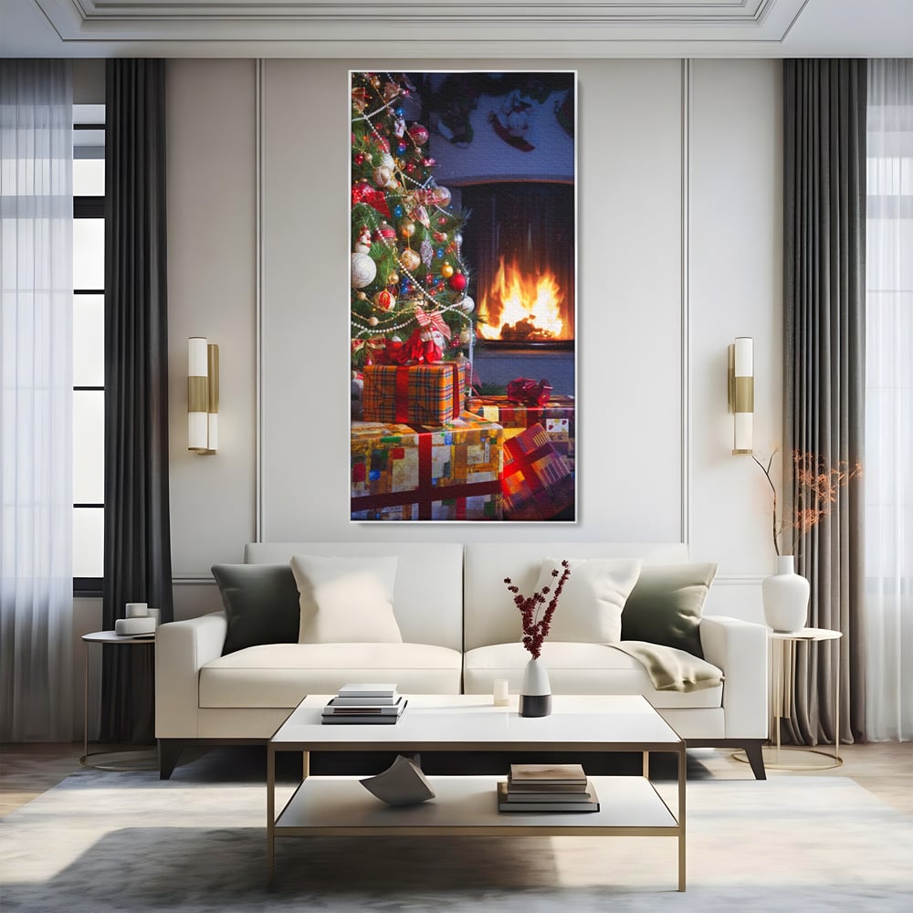 Tablou Canvas Premium LuxCanva® A1256, Bradul De Craciun, Decorativ, Living, Cadouri, Brad, Semineu, Dormitor, Culori Vibrante