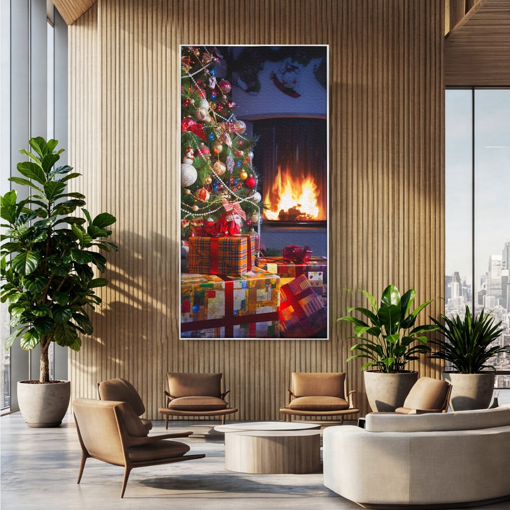 Tablou Canvas Premium LuxCanva® A1256, Bradul De Craciun, Decorativ, Living, Cadouri, Brad, Semineu, Dormitor, Culori Vibrante