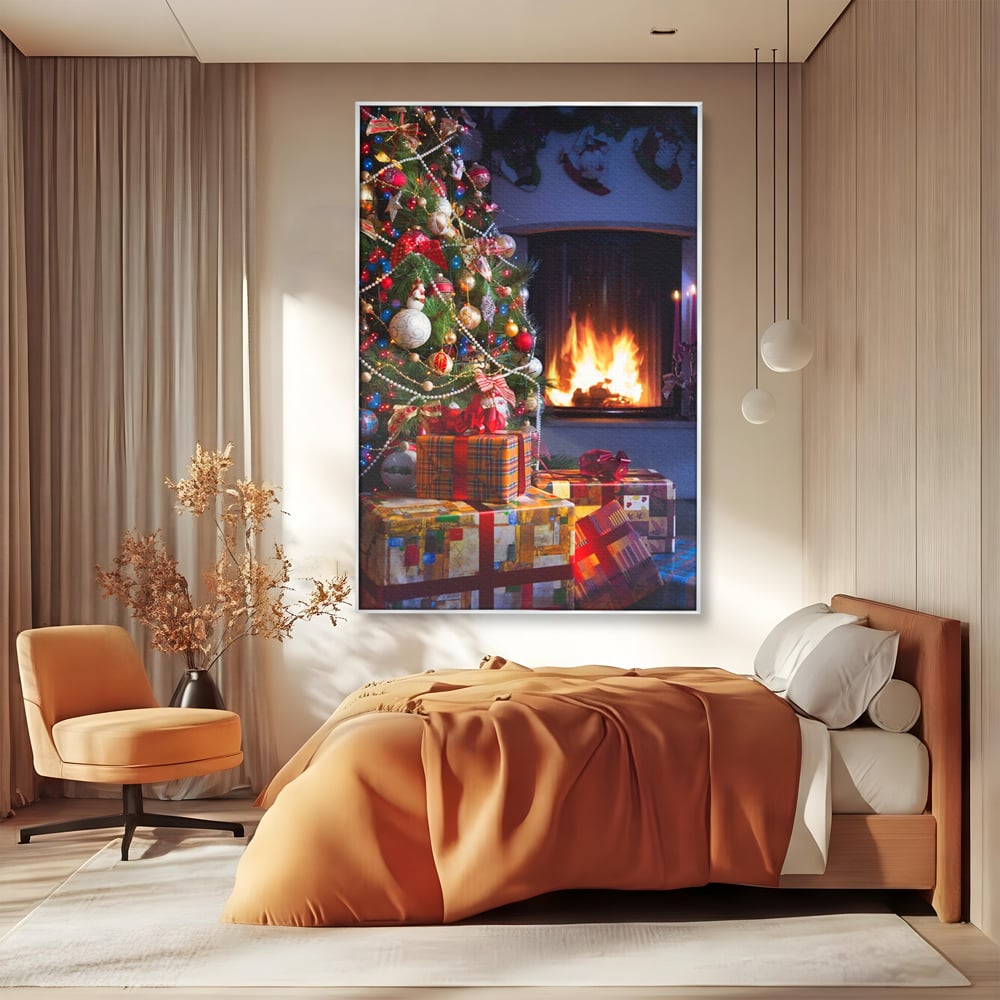 Tablou Canvas Premium LuxCanva® A1256, Bradul De Craciun, Decorativ, Living, Cadouri, Brad, Semineu, Dormitor, Culori Vibrante