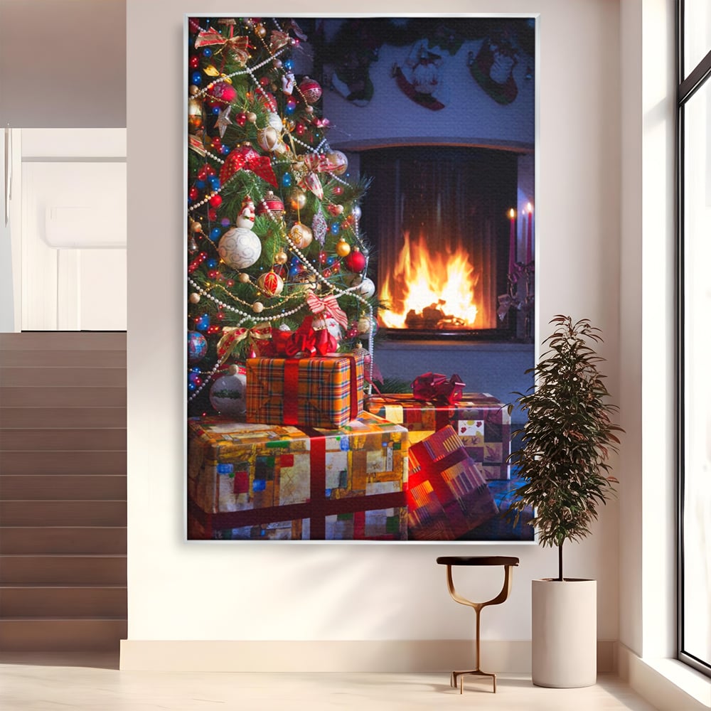 Tablou Canvas Premium LuxCanva® A1256, Bradul De Craciun, Decorativ, Living, Cadouri, Brad, Semineu, Dormitor, Culori Vibrante