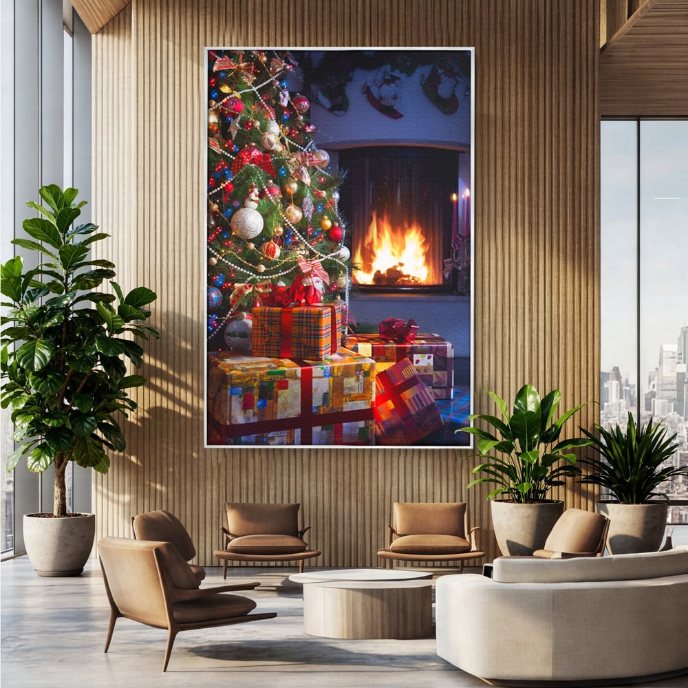 Tablou Canvas Premium LuxCanva® A1256, Bradul De Craciun, Decorativ, Living, Cadouri, Brad, Semineu, Dormitor, Culori Vibrante