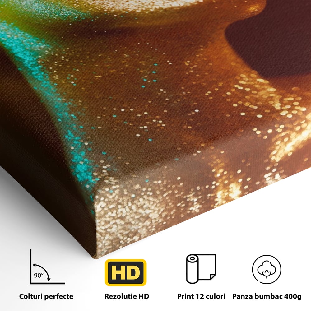 Leinwandbilder Premium LuxCanva® A1257, Mädchen mit Glitzer, Ankleiden, Glitzer, Gold, weiblich, Schlafzimmer, kräftige Farben
