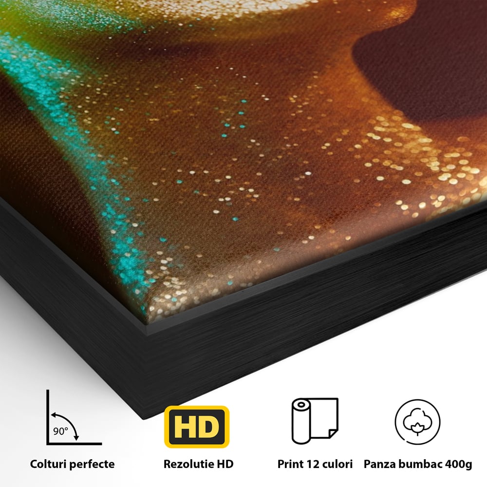 Leinwandbilder Premium LuxCanva® A1257, Mädchen mit Glitzer, Ankleiden, Glitzer, Gold, weiblich, Schlafzimmer, kräftige Farben