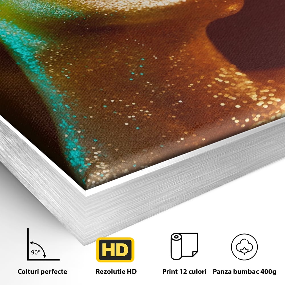 Leinwandbilder Premium LuxCanva® A1257, Mädchen mit Glitzer, Ankleiden, Glitzer, Gold, weiblich, Schlafzimmer, kräftige Farben