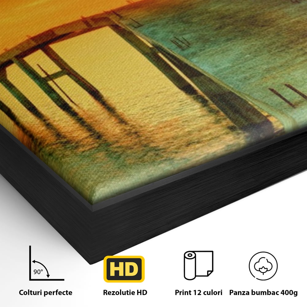 Tablou Canvas Premium LuxCanva® A1259, Pod La Rasarit , Mare, Munte, Soare, Dormitor, Culori Vibrante