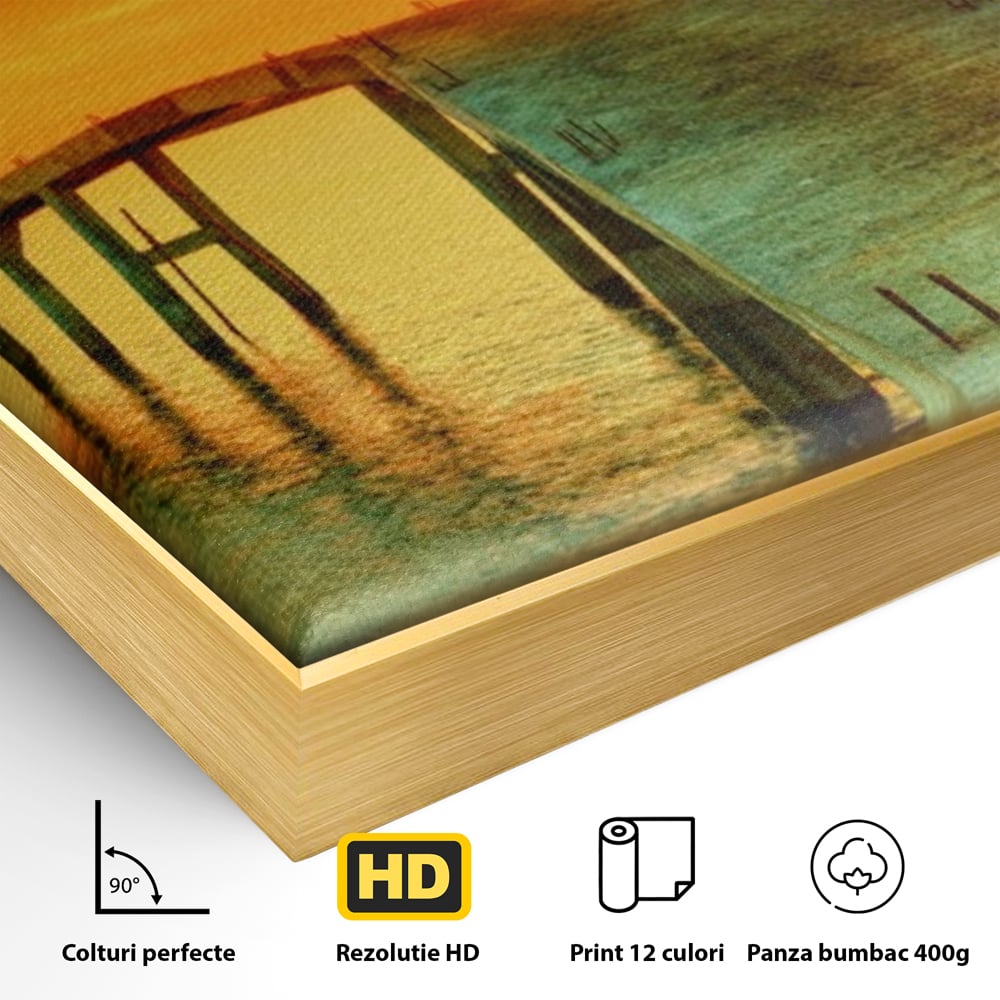 Tablou Canvas Premium LuxCanva® A1259, Pod La Rasarit , Mare, Munte, Soare, Dormitor, Culori Vibrante