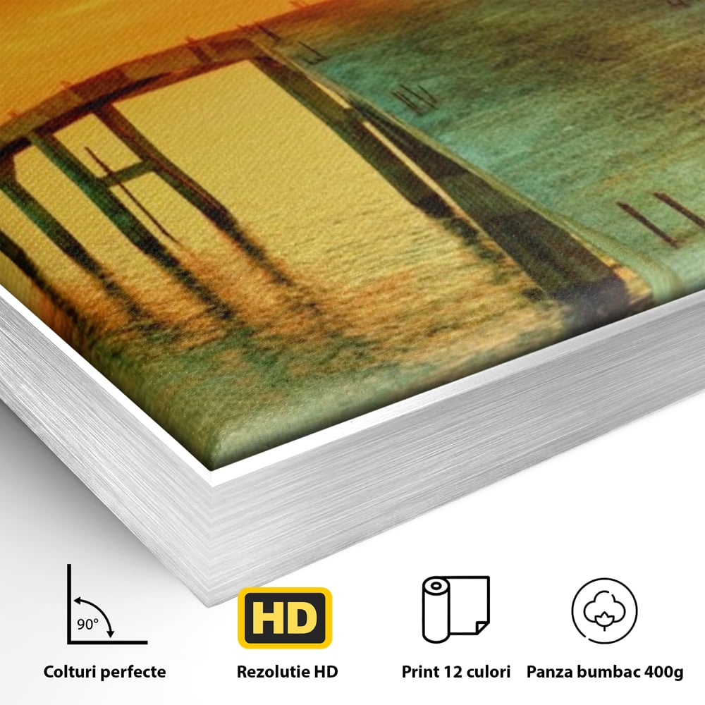 Tablou Canvas Premium LuxCanva® A1259, Pod La Rasarit , Mare, Munte, Soare, Dormitor, Culori Vibrante