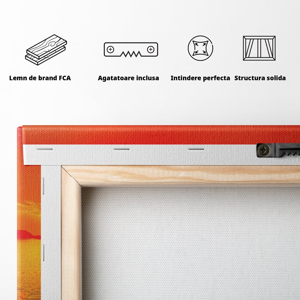 Tablou Canvas Premium LuxCanva® A1259, Pod La Rasarit , Mare, Munte, Soare, Dormitor, Culori Vibrante