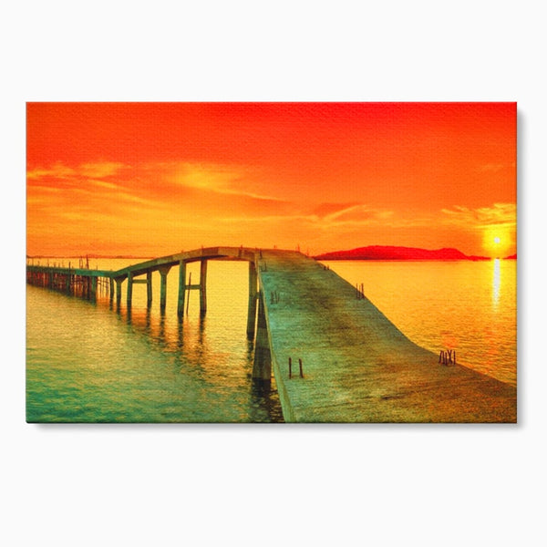 Tablou Canvas Premium LuxCanva® A1259, Pod La Rasarit , Mare, Munte, Soare, Dormitor, Culori Vibrante