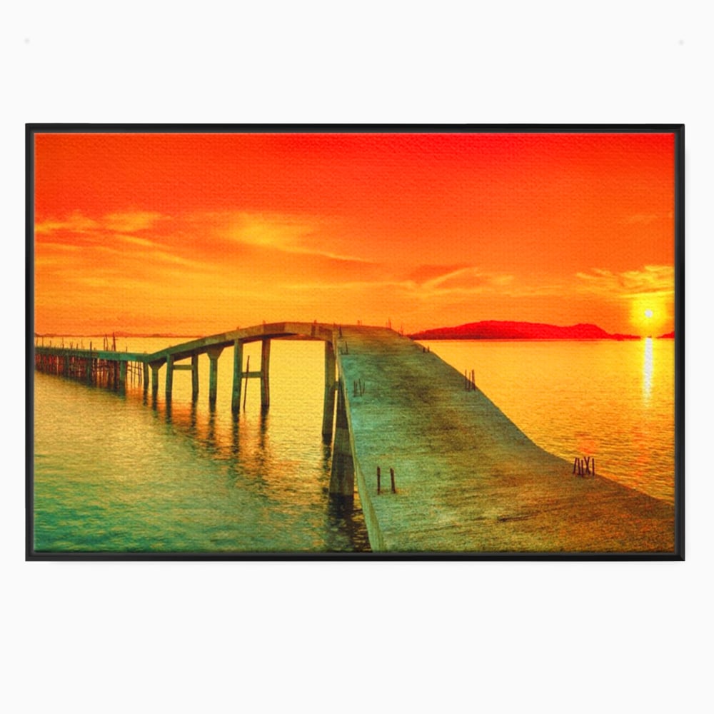 Tablou Canvas Premium LuxCanva® A1259, Pod La Rasarit , Mare, Munte, Soare, Dormitor, Culori Vibrante