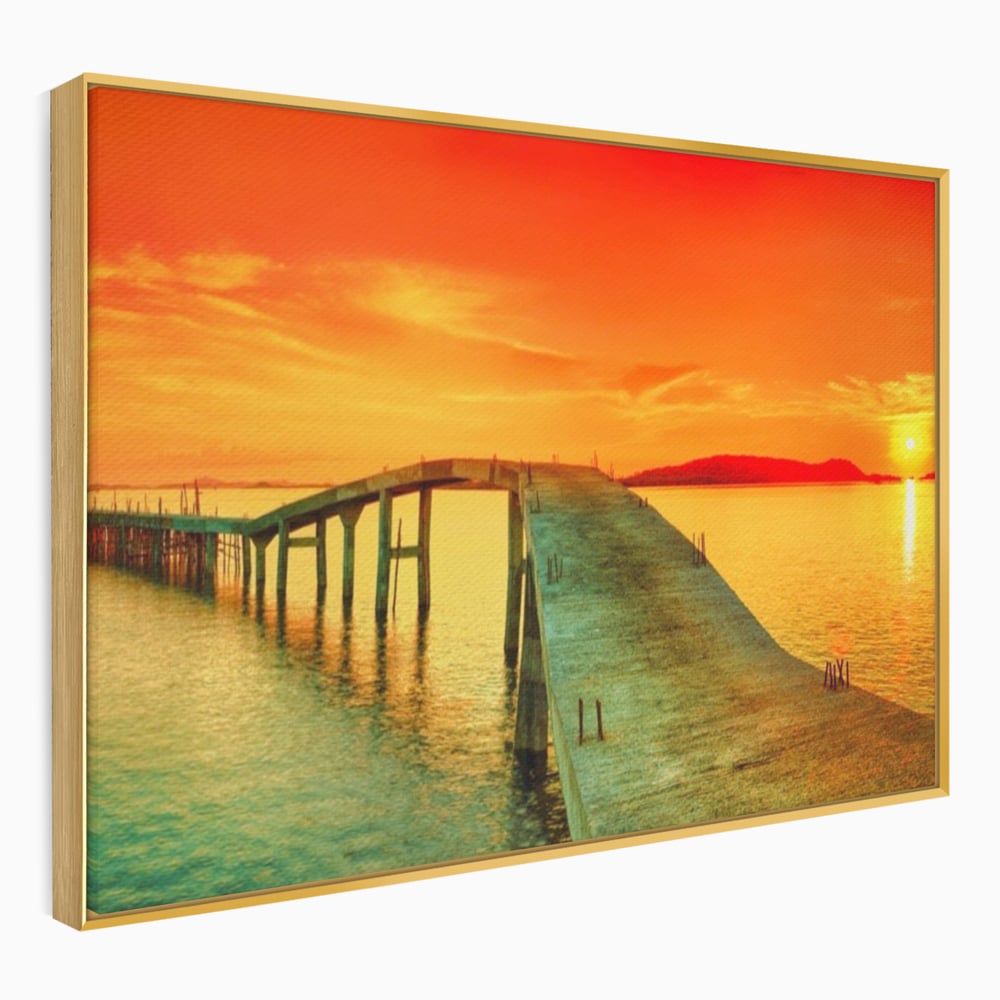 Tablou Canvas Premium LuxCanva® A1259, Pod La Rasarit , Mare, Munte, Soare, Dormitor, Culori Vibrante