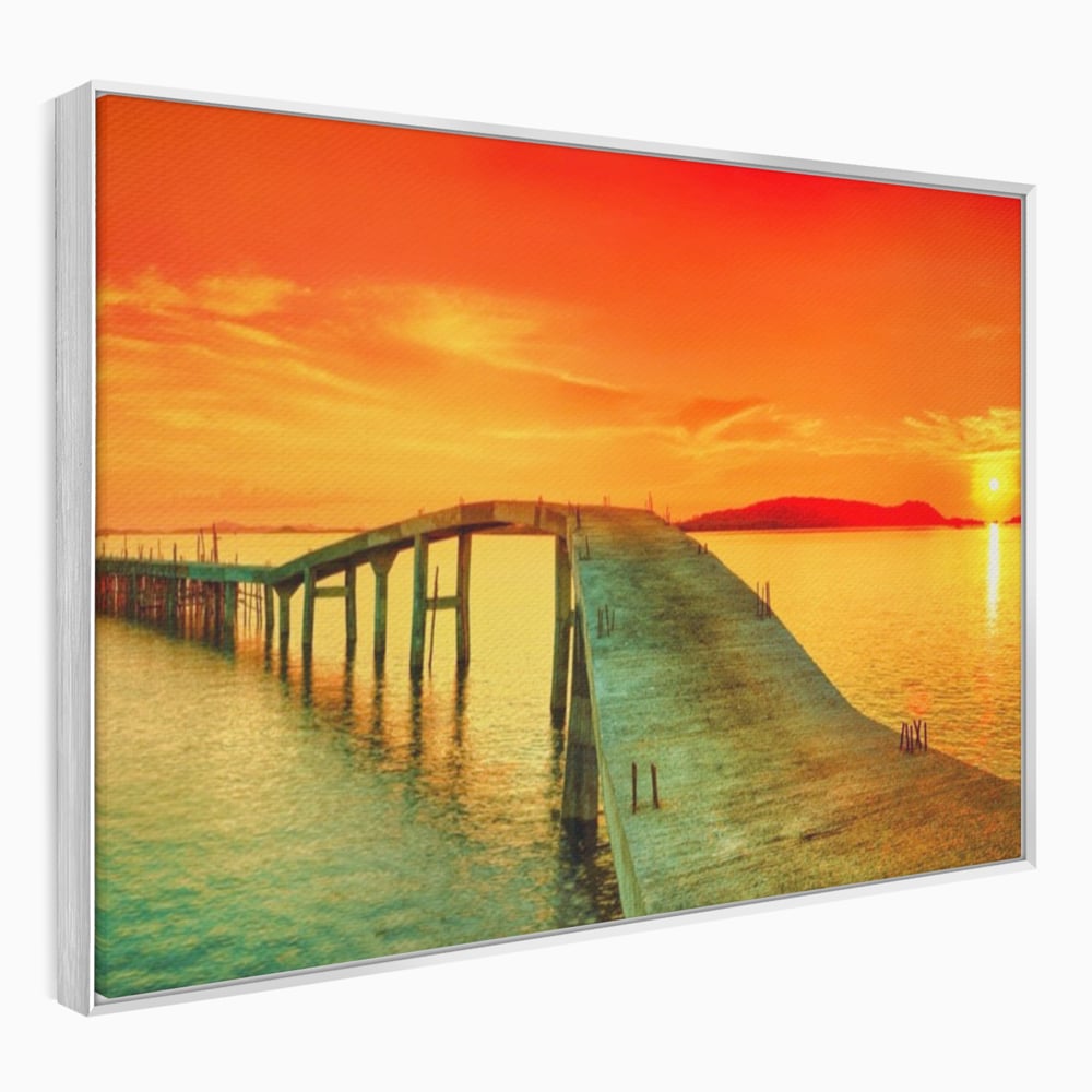 Tablou Canvas Premium LuxCanva® A1259, Pod La Rasarit , Mare, Munte, Soare, Dormitor, Culori Vibrante