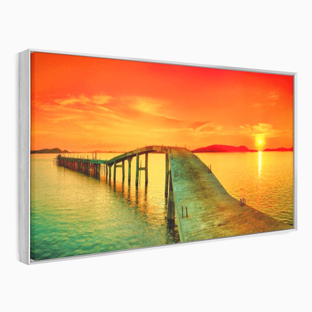 Tablou Canvas Premium LuxCanva® A1259, Pod La Rasarit , Mare, Munte, Soare, Dormitor, Culori Vibrante