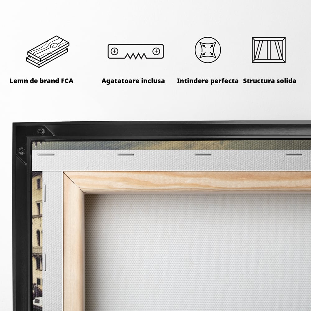 Tablou Canvas Premium LuxCanva® A1260, Venetia Alb-Negru ,Orasul Iubirii, Barci, Arhitectura, Culori Vibrante