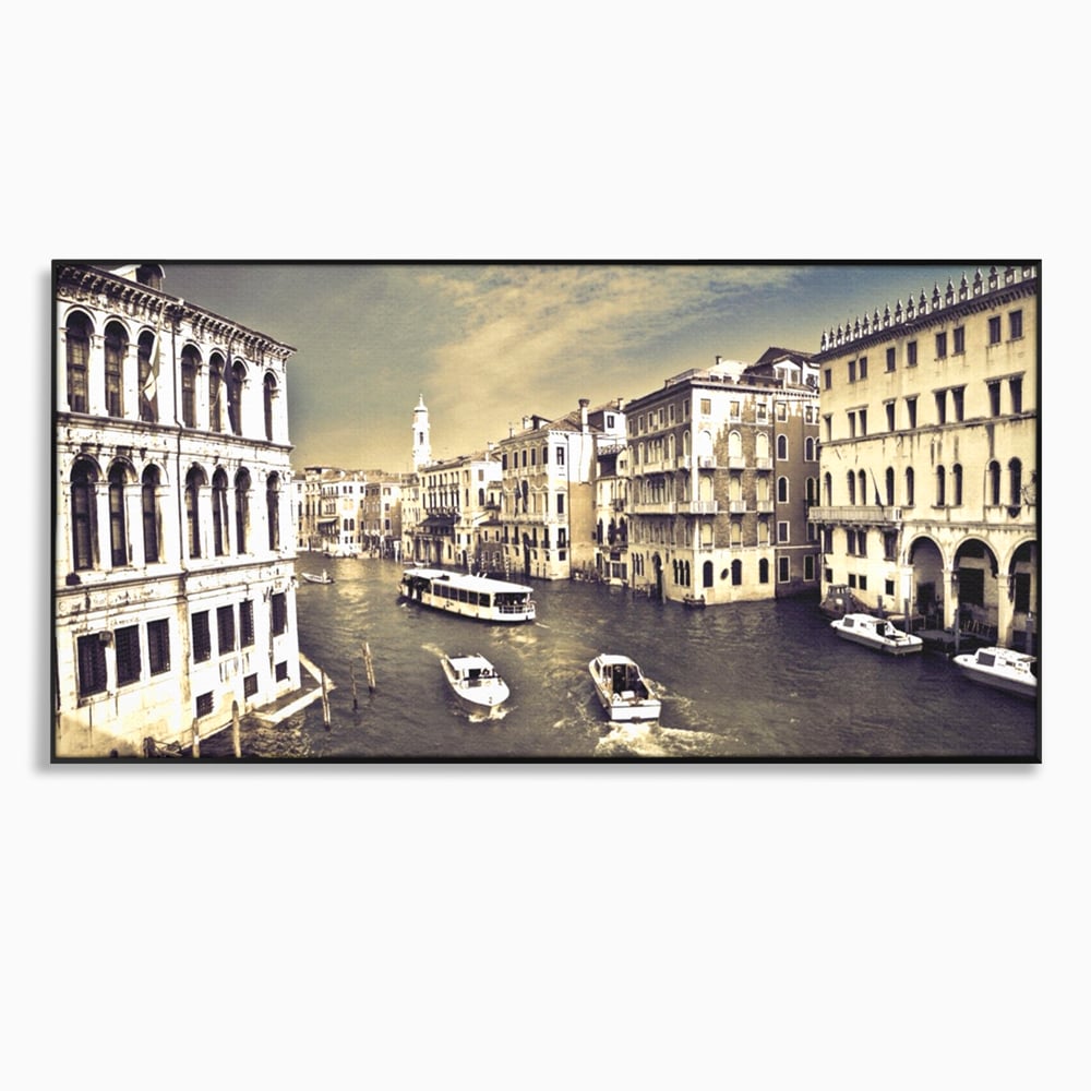 Tablou Canvas Premium LuxCanva® A1260, Venetia Alb-Negru ,Orasul Iubirii, Barci, Arhitectura, Culori Vibrante