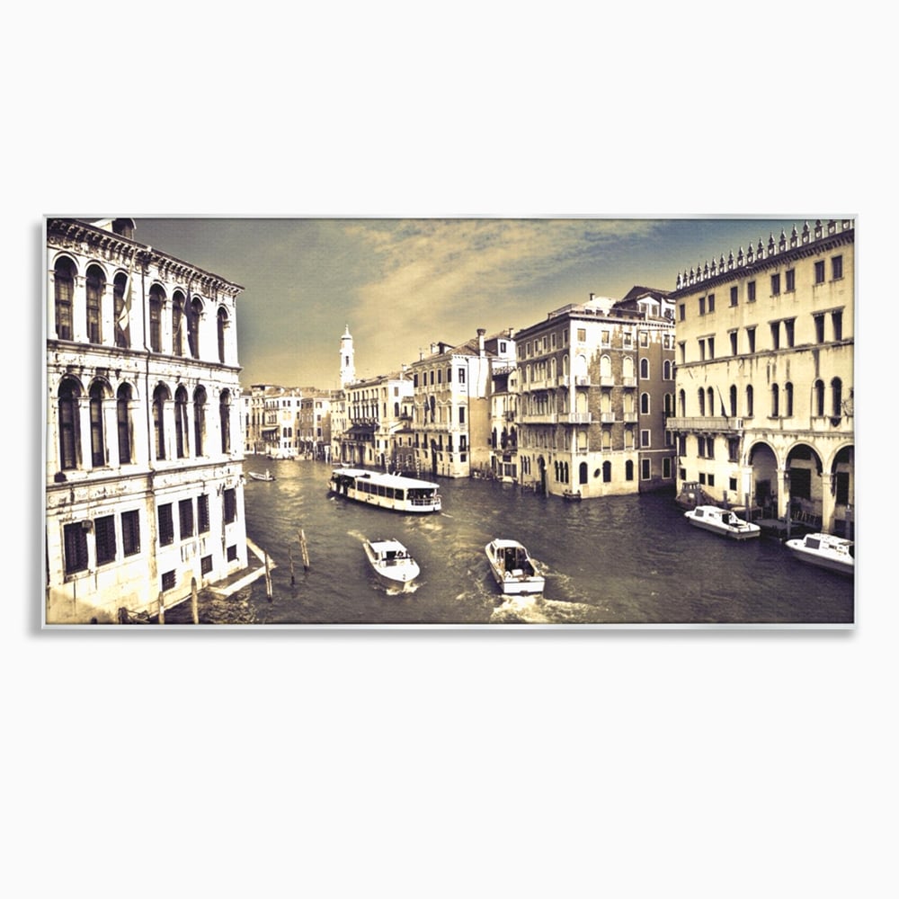 Tablou Canvas Premium LuxCanva® A1260, Venetia Alb-Negru ,Orasul Iubirii, Barci, Arhitectura, Culori Vibrante