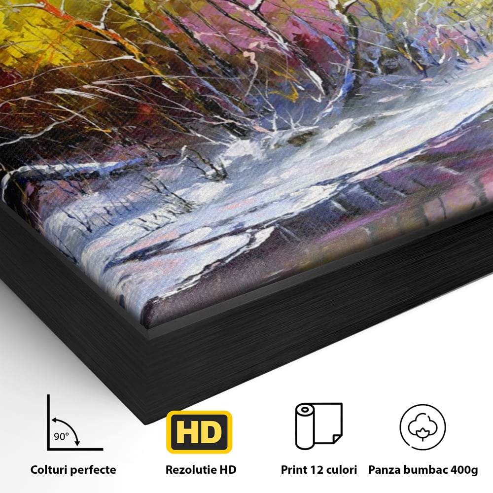Leinwandbilder Premium LuxCanva® A1261, Lila Winter, Winter, Schnee, Schnee, Bäume, See, leuchtende Farben