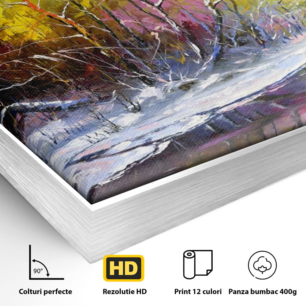 Leinwandbilder Premium LuxCanva® A1261, Lila Winter, Winter, Schnee, Schnee, Bäume, See, leuchtende Farben