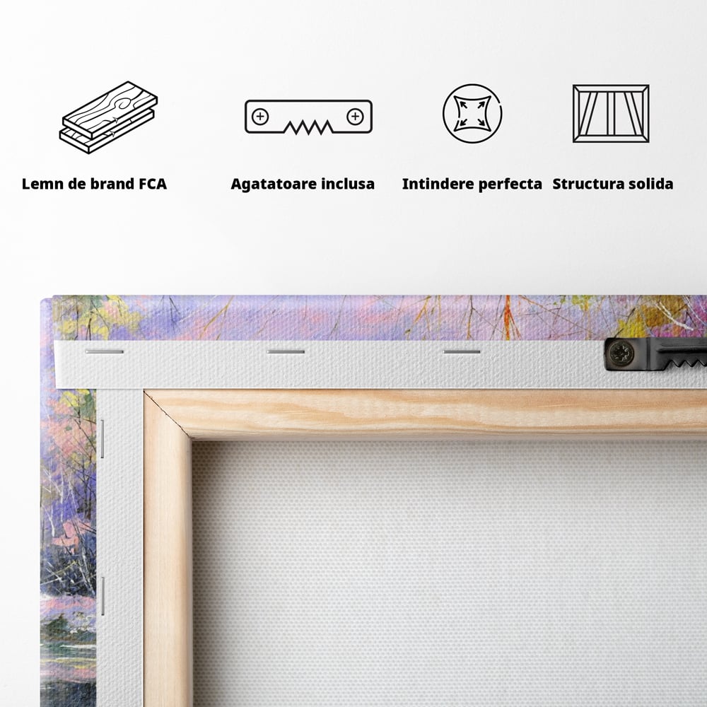 Leinwandbilder Premium LuxCanva® A1261, Lila Winter, Winter, Schnee, Schnee, Bäume, See, leuchtende Farben