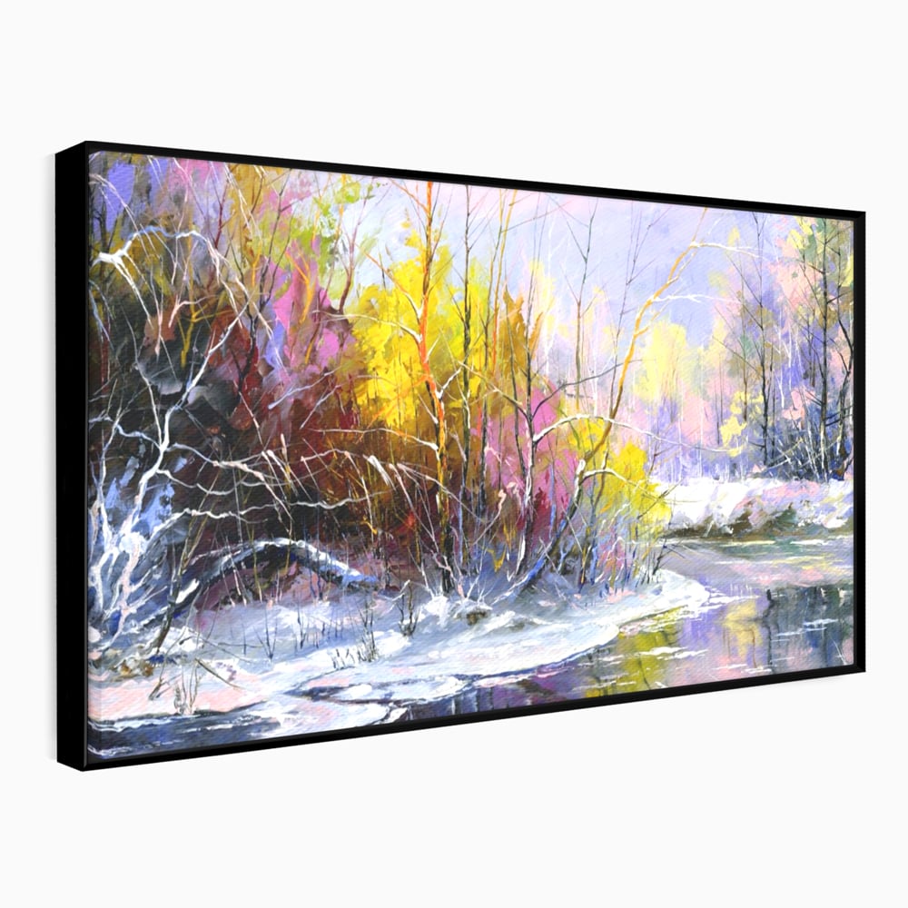 Leinwandbilder Premium LuxCanva® A1261, Lila Winter, Winter, Schnee, Schnee, Bäume, See, leuchtende Farben