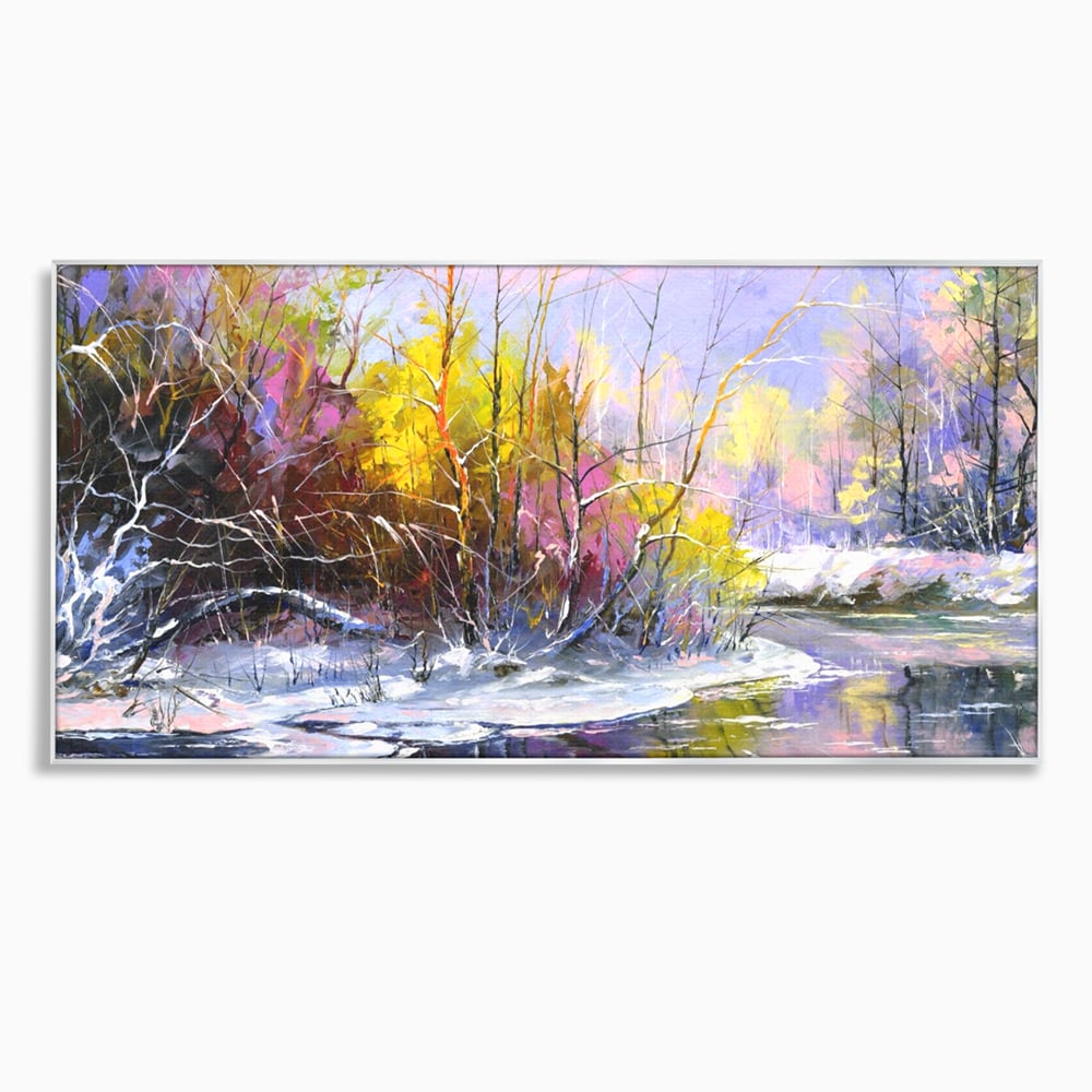 Leinwandbilder Premium LuxCanva® A1261, Lila Winter, Winter, Schnee, Schnee, Bäume, See, leuchtende Farben