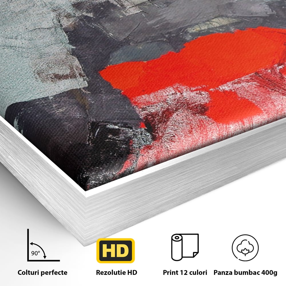 Tablou Canvas Premium LuxCanva® A1262, Lady In Red, Femeie, Portret, Palarie, Dormitor, Culori Vibrante