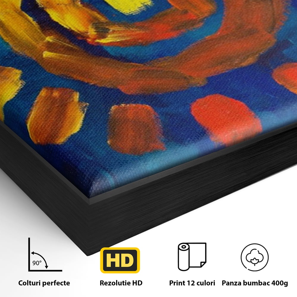 Tablou Canvas Premium LuxCanva® A1265, Abstract Sun, Soare, Albastru, Pictura, Dormitor, Culori Vibrante