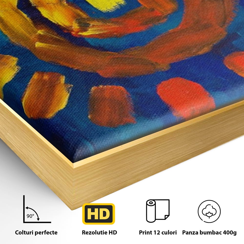 Tablou Canvas Premium LuxCanva® A1265, Abstract Sun, Soare, Albastru, Pictura, Dormitor, Culori Vibrante